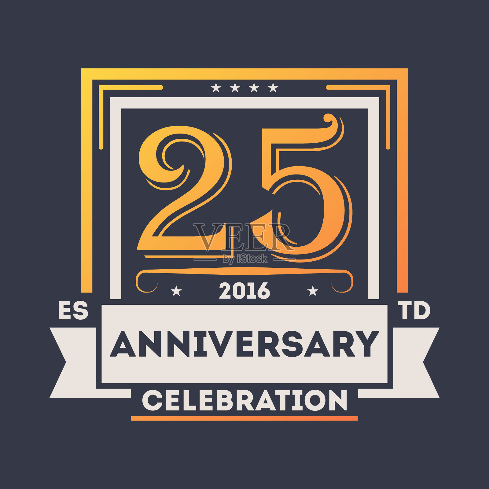 周年庆祝标志25周年标签插画图片素材