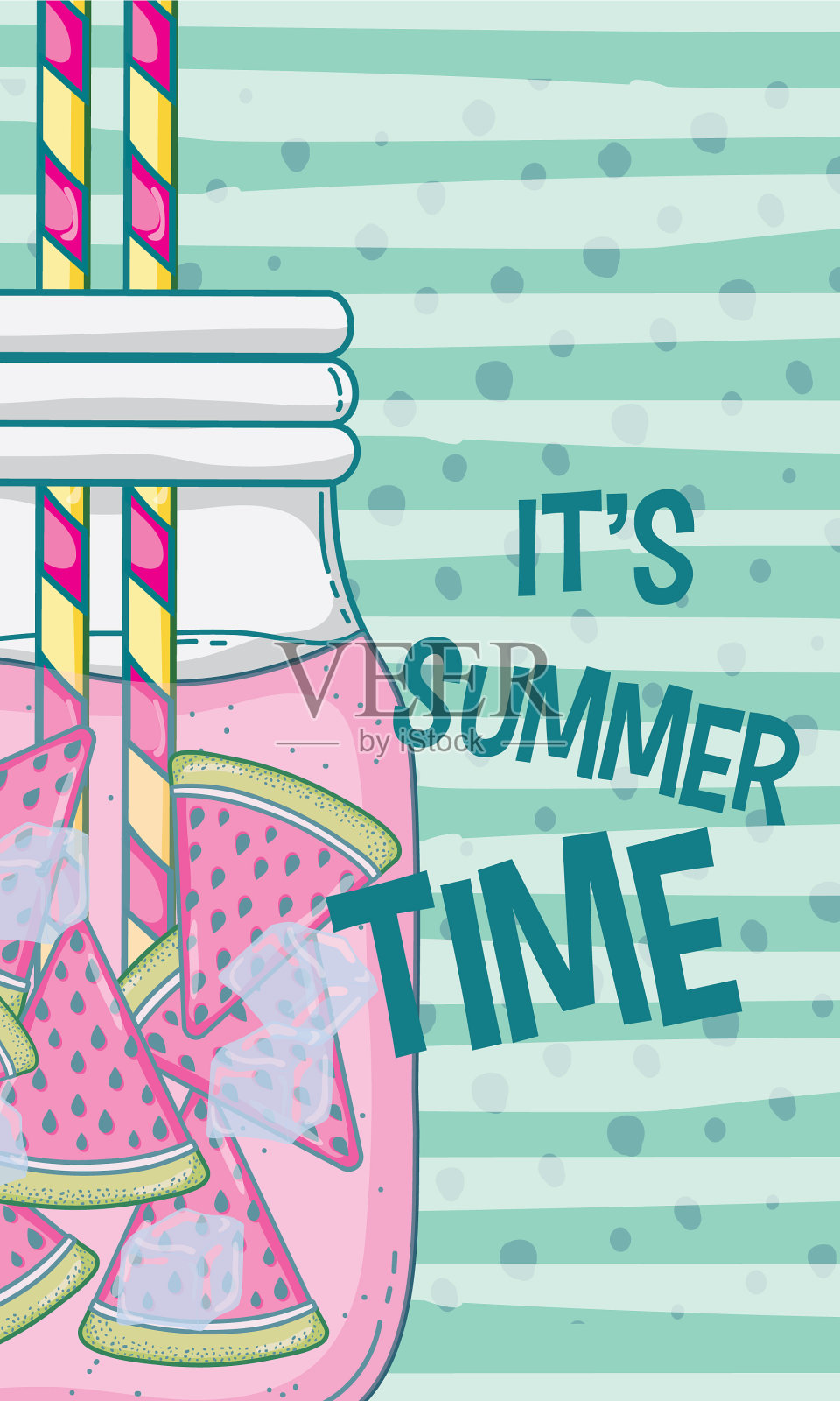 夏日时光果汁卡通插画图片素材