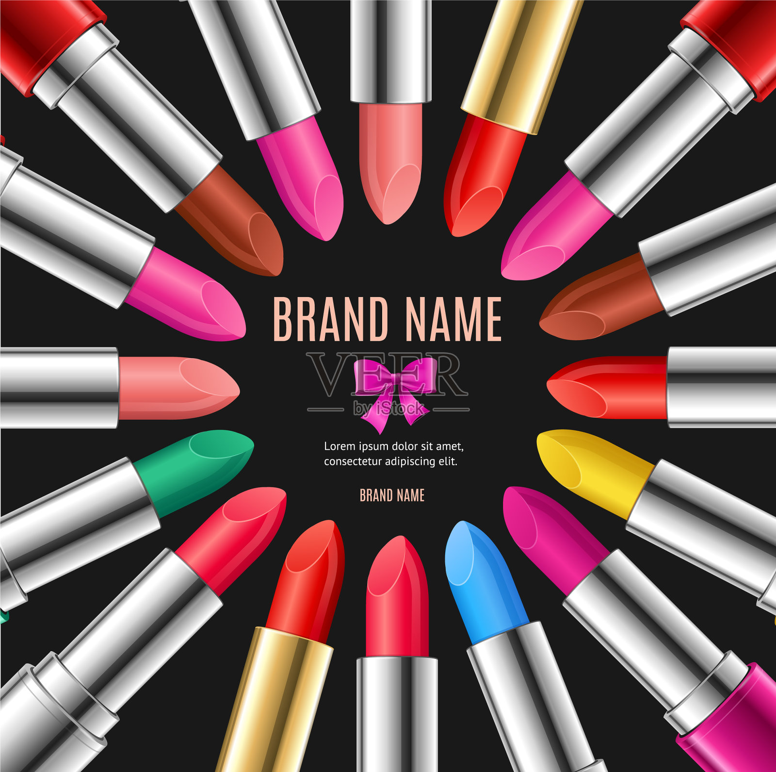 逼真的3d口红广告横幅卡插画图片素材