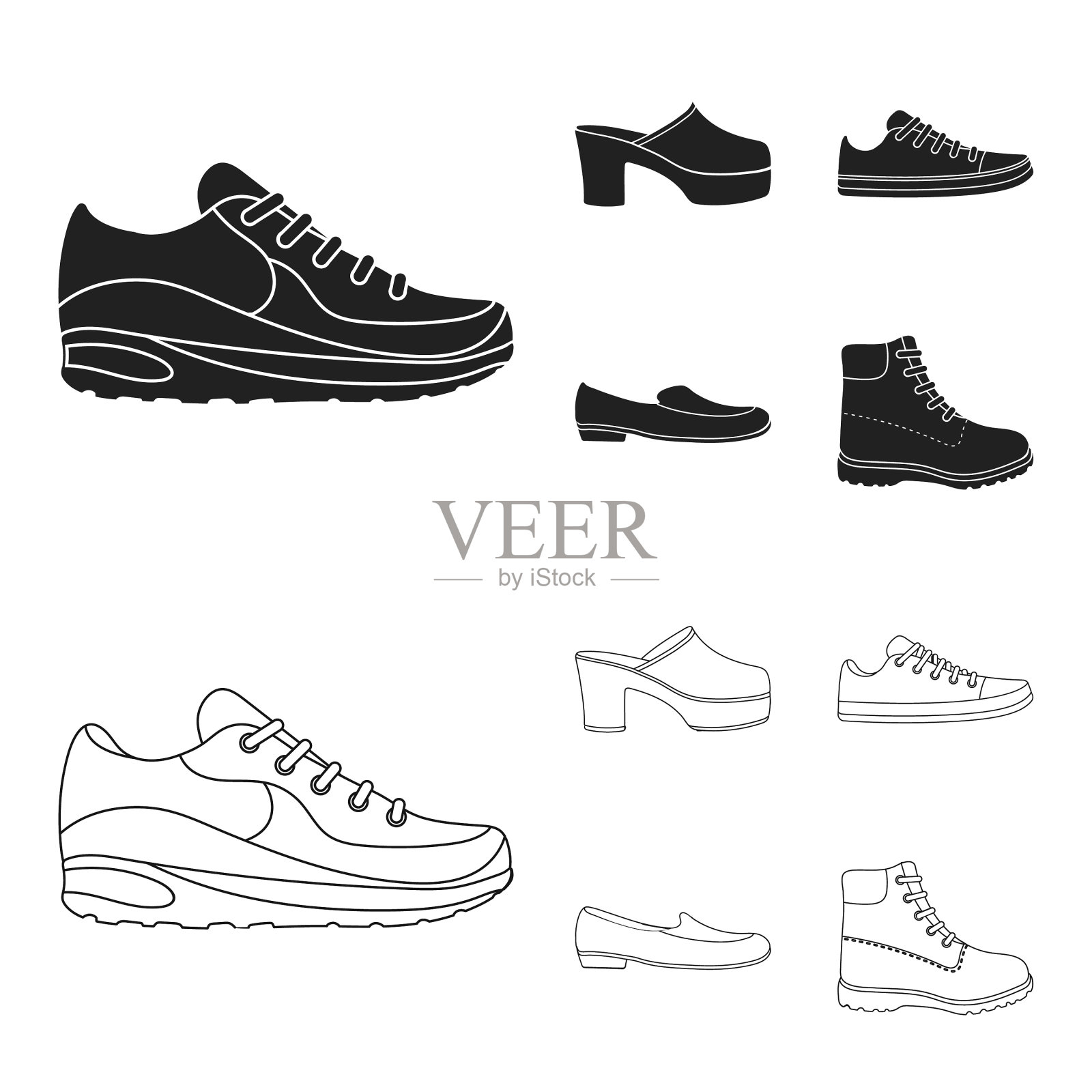 人字拖在高平台和高跟上的木屐插画图片素材