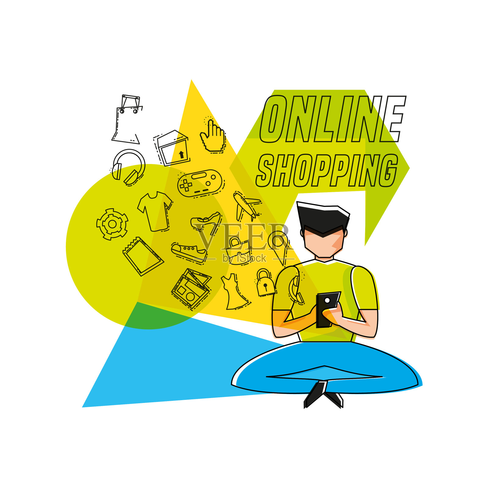 人物与网上购物图标设计元素图片