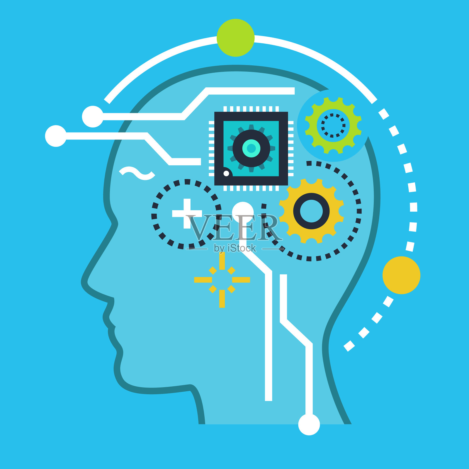 技术与人工智能符号插画图片素材