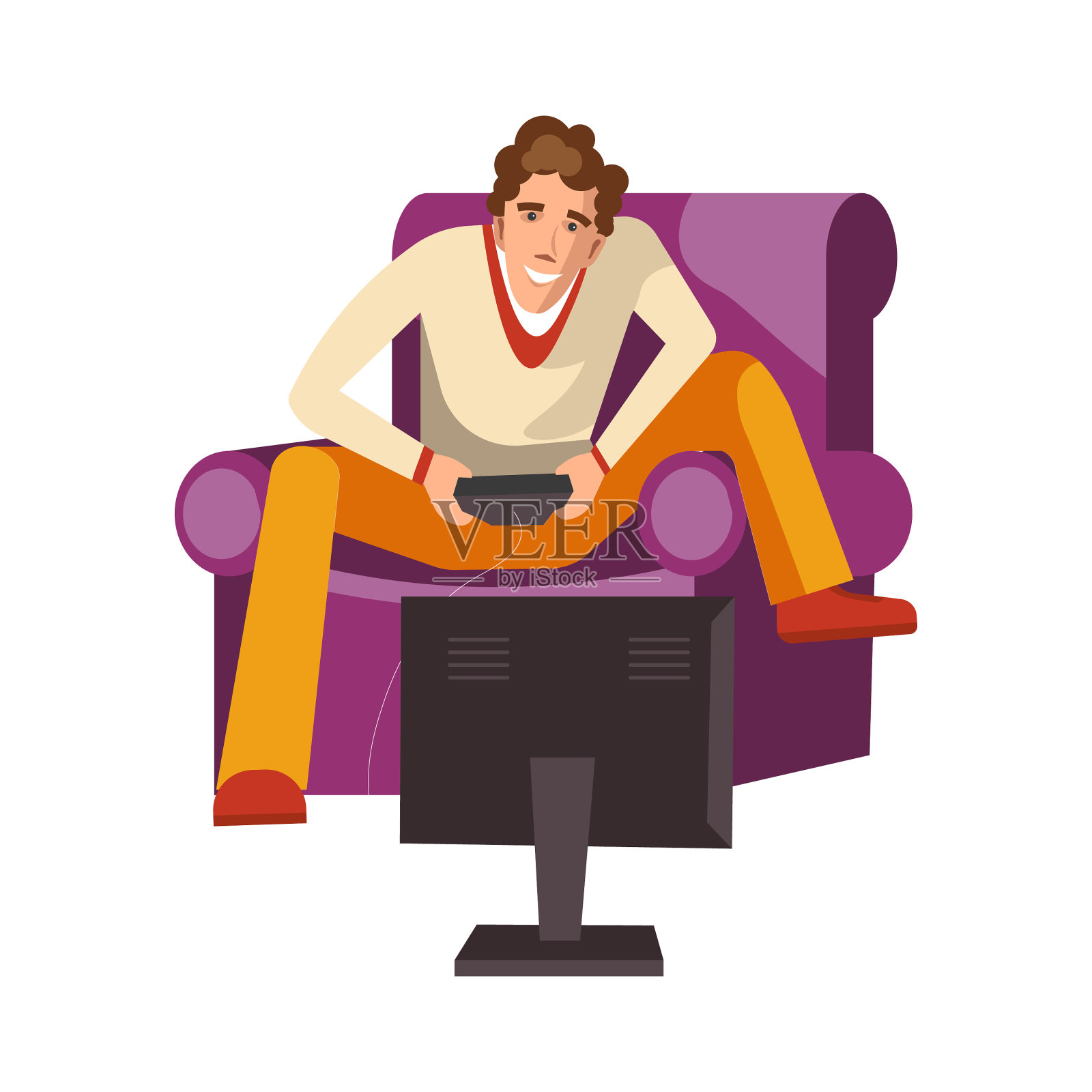 电脑游戏成瘾的人的坏习惯设计元素图片