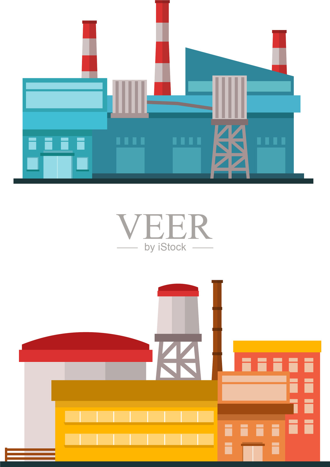 工厂厂房为扁平式厂房插画图片素材