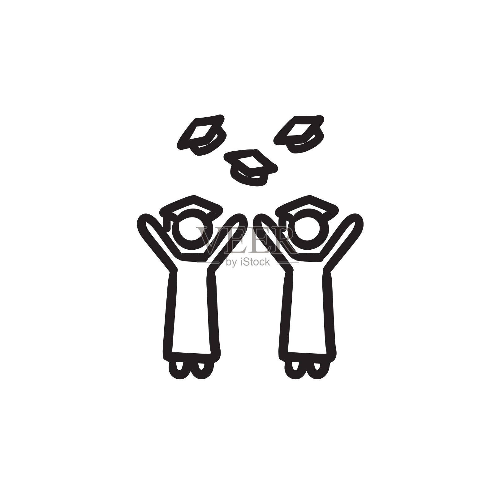 毕业生扔帽子素描图标图标素材