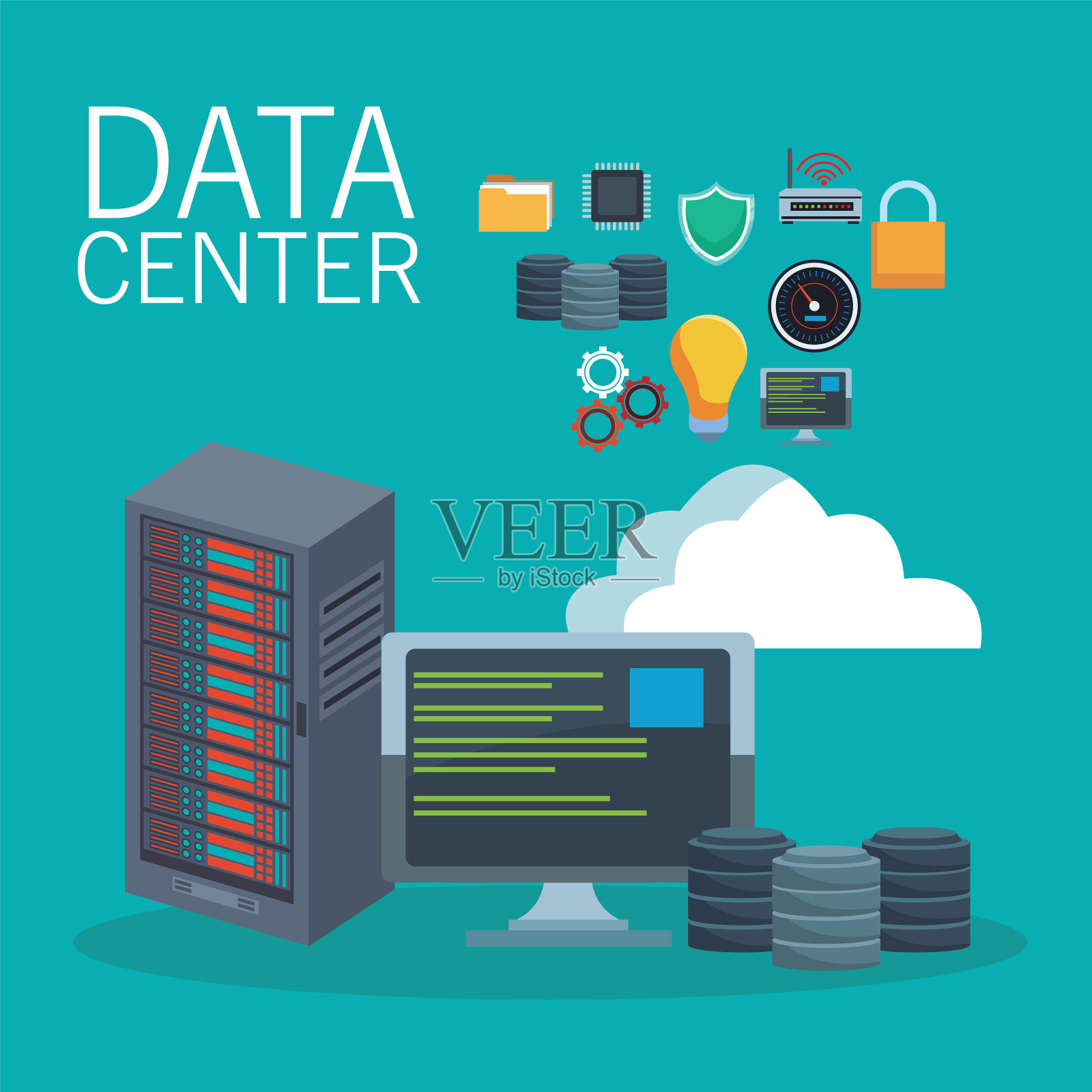 数据中心技术插画图片素材