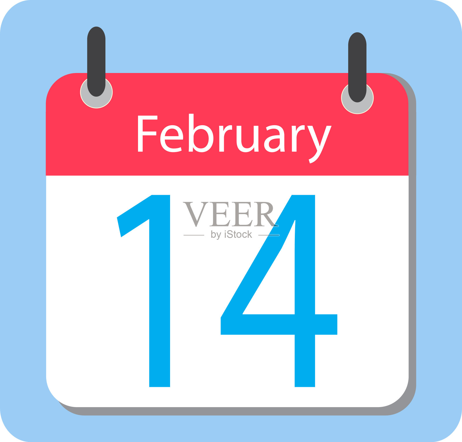 情人节平日历图标2月14日插画图片素材