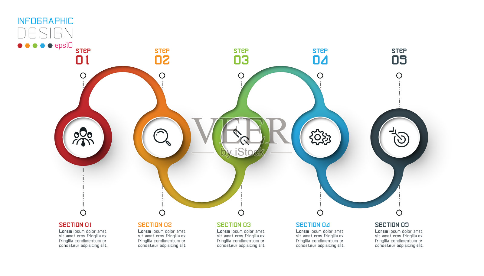 圈标签信息图与步骤插画图片素材