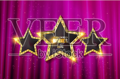 三颗金色的星星插画图片素材