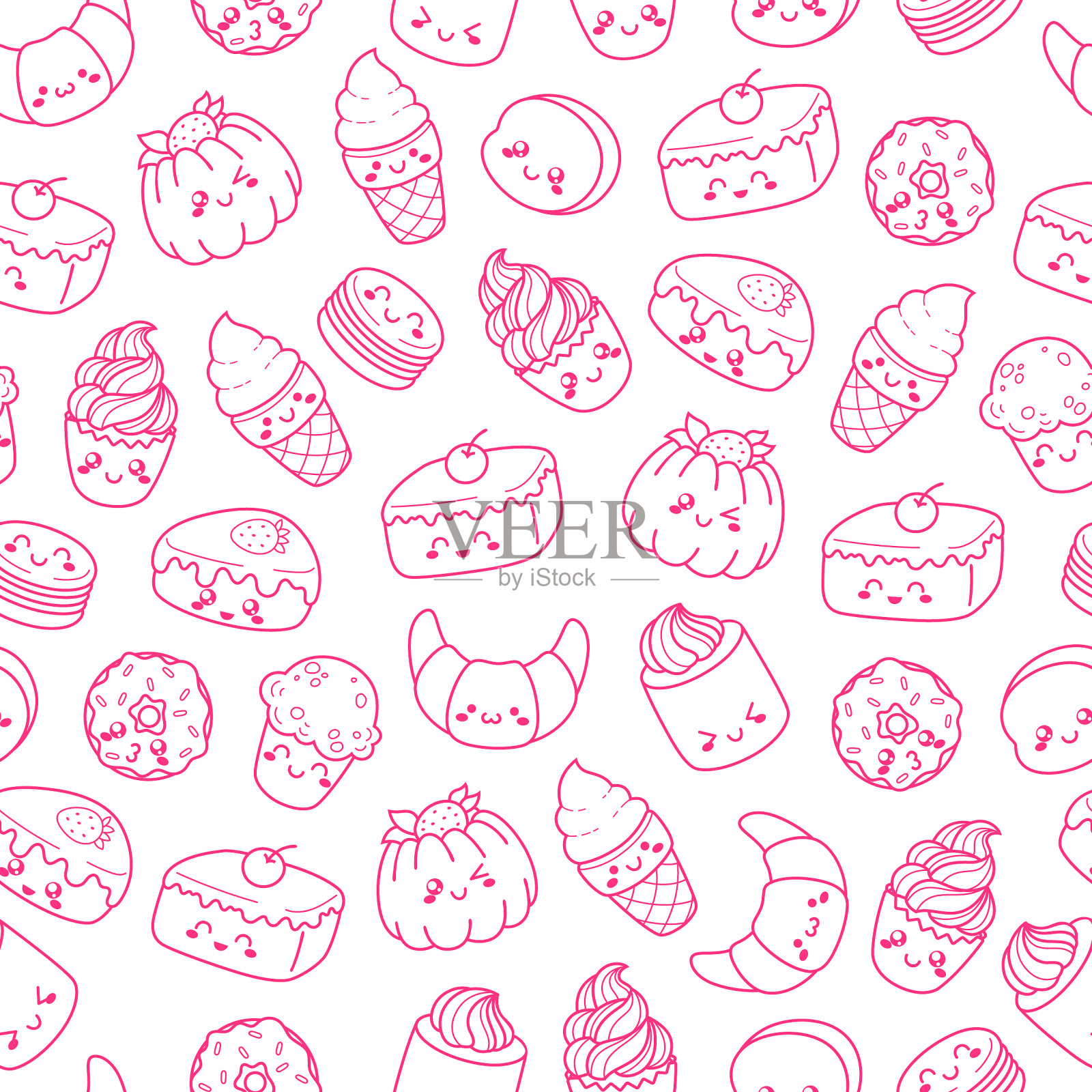 一套卡通涂鸦图标甜点蛋糕图标素材