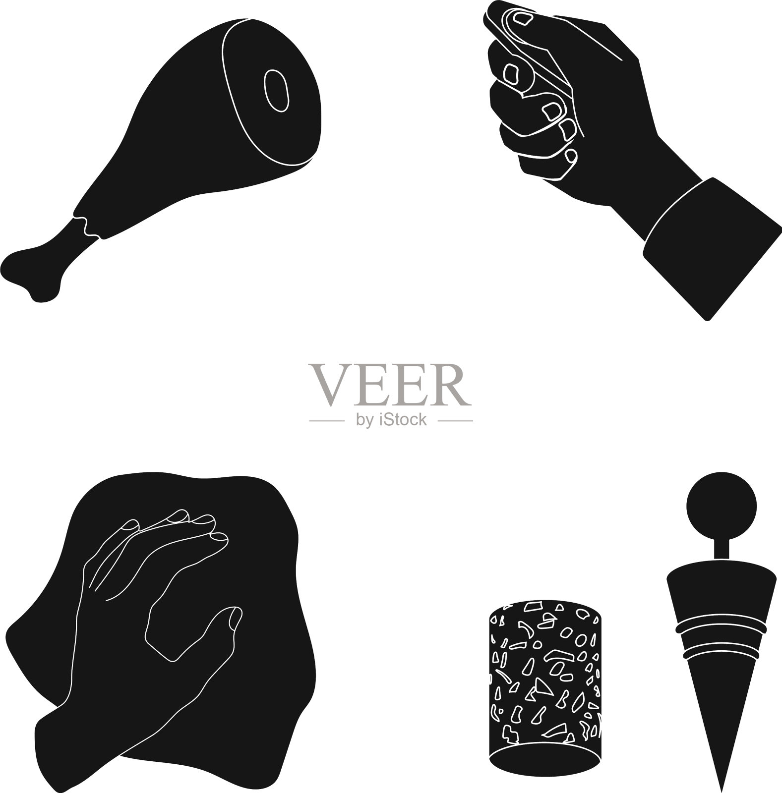 清洁食物和或网页图标在黑色风格插画图片素材