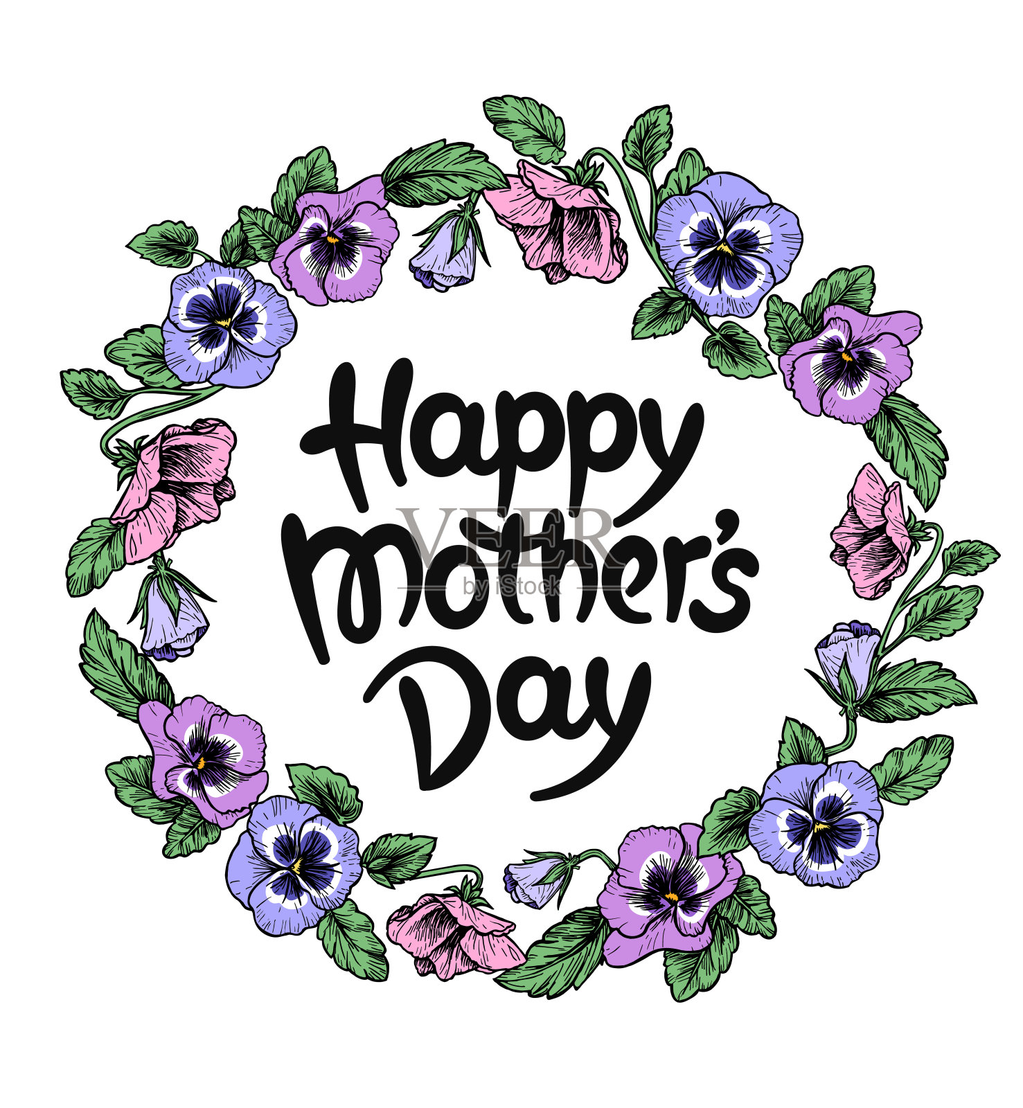 母亲节贺卡与文字和框架的快乐设计元素图片