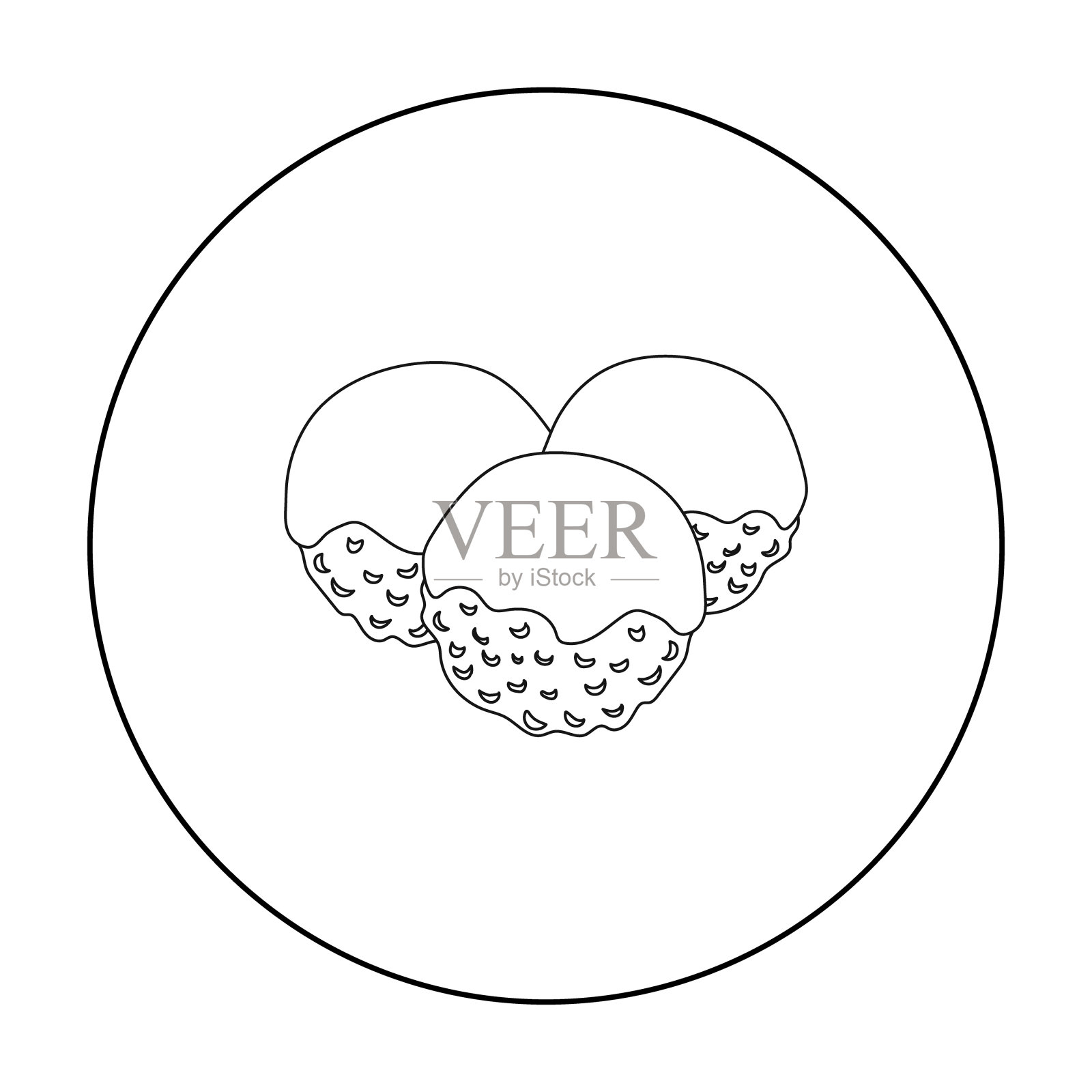 章鱼烧图标在轮廓风格孤立在白色设计元素图片