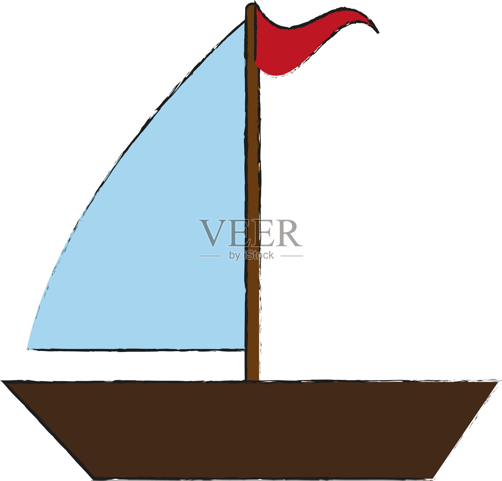 帆船与旗帜图标形象插画图片素材