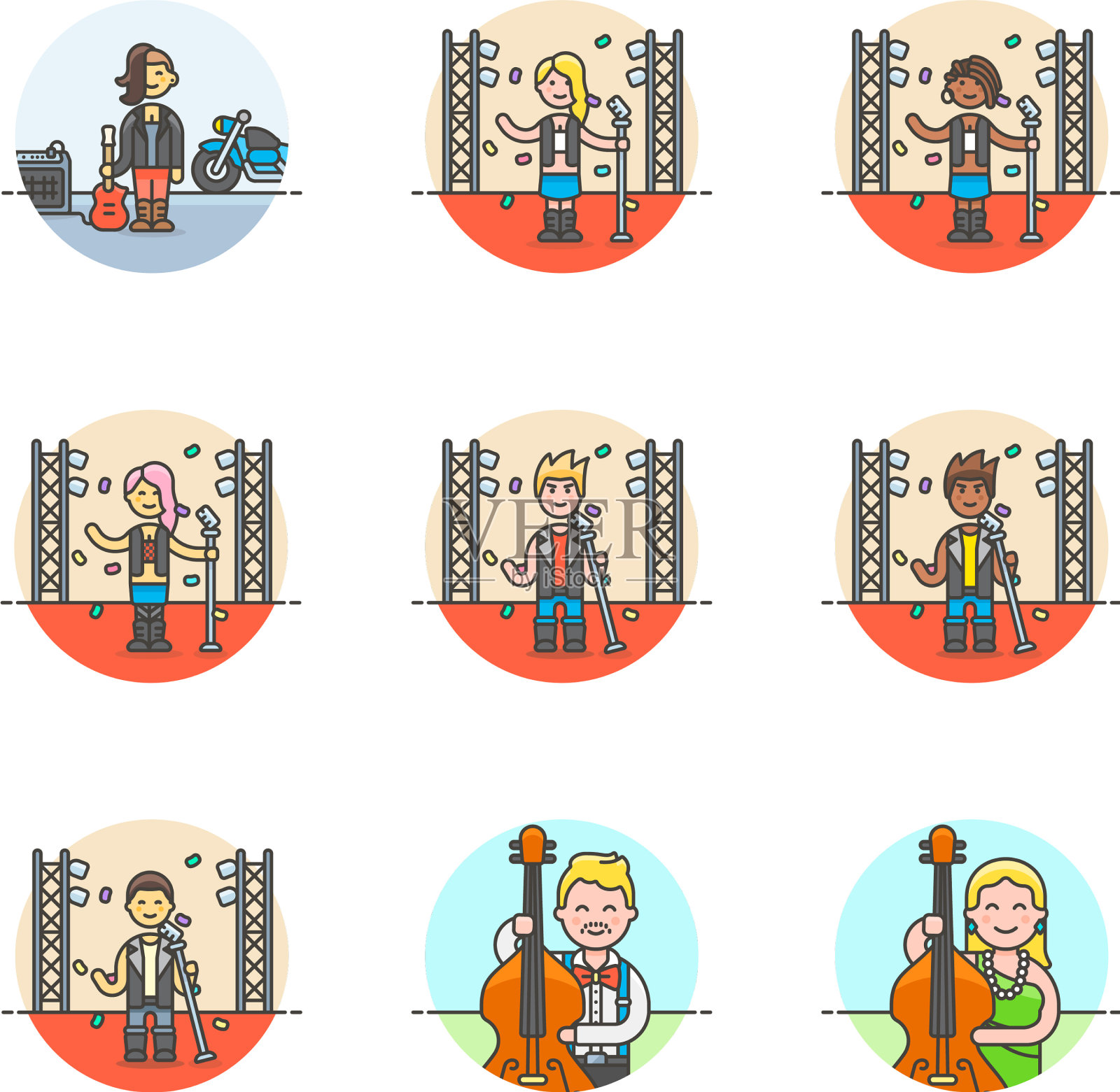 一套多色音乐图标图标素材