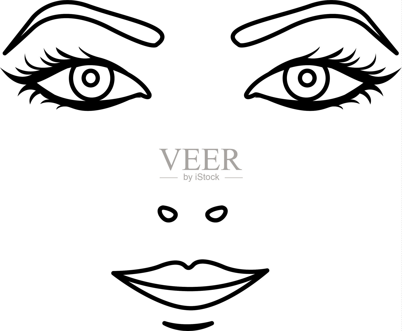 黑色剪影女人脸肖像图标插画图片素材