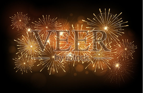 节日烟花插画图片素材