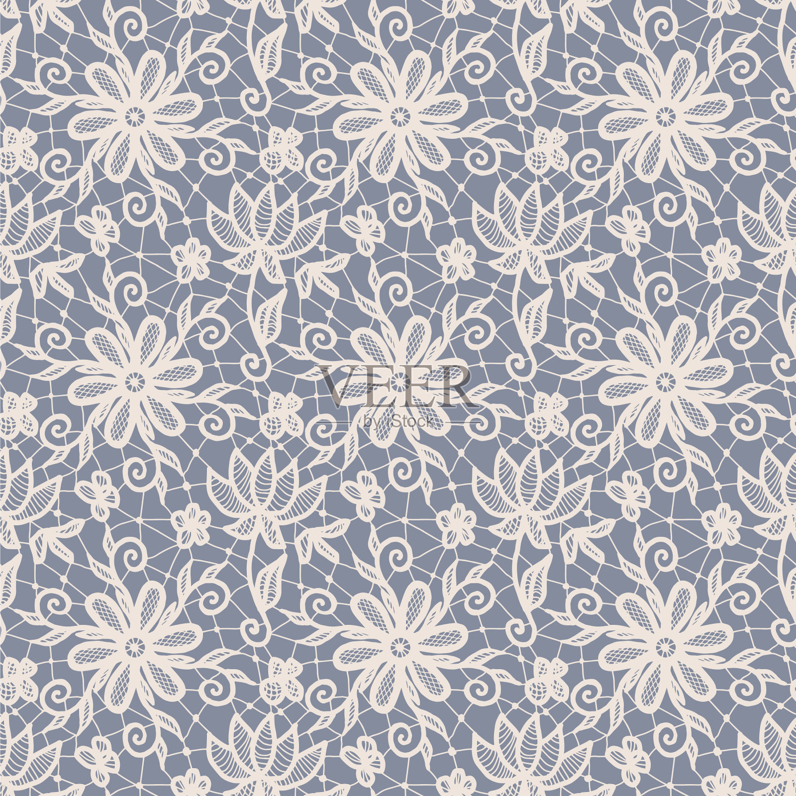 无缝的白色花边插画图片素材