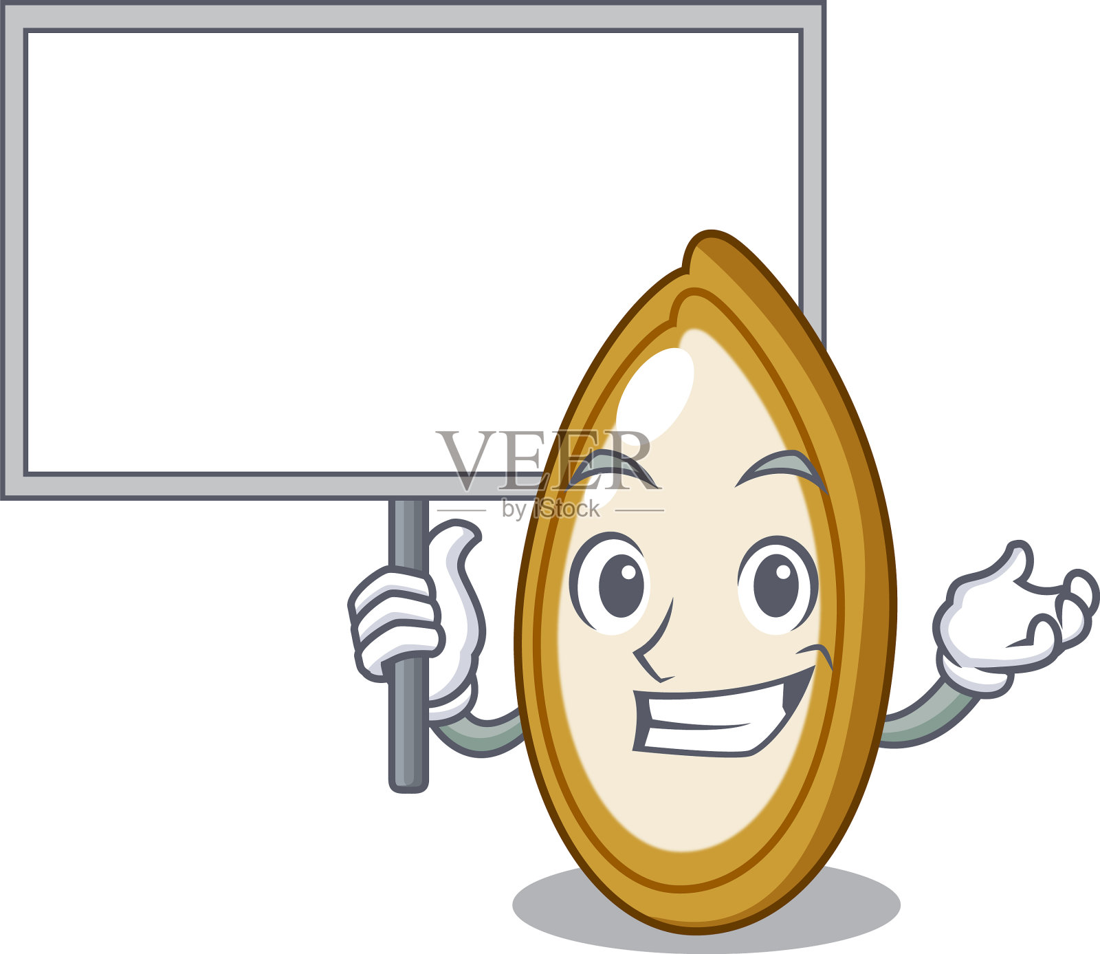 把南瓜籽装在一个卡通碗里插画图片素材