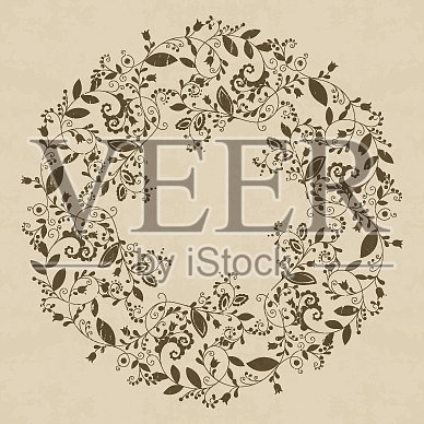 垃圾纹理的花卉框架在涂鸦风格插画图片素材