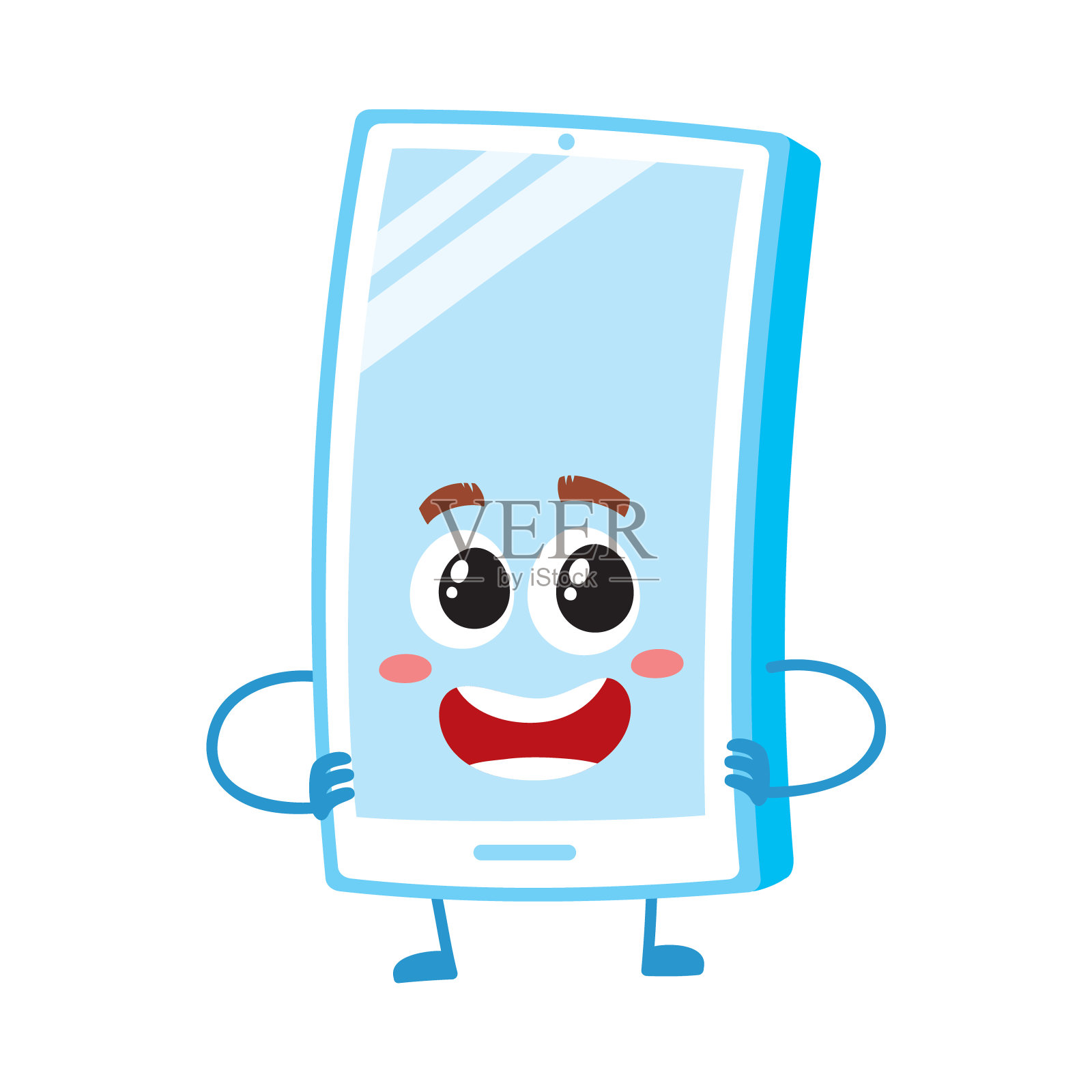 有趣的卡通手机智能手机人物设计元素图片