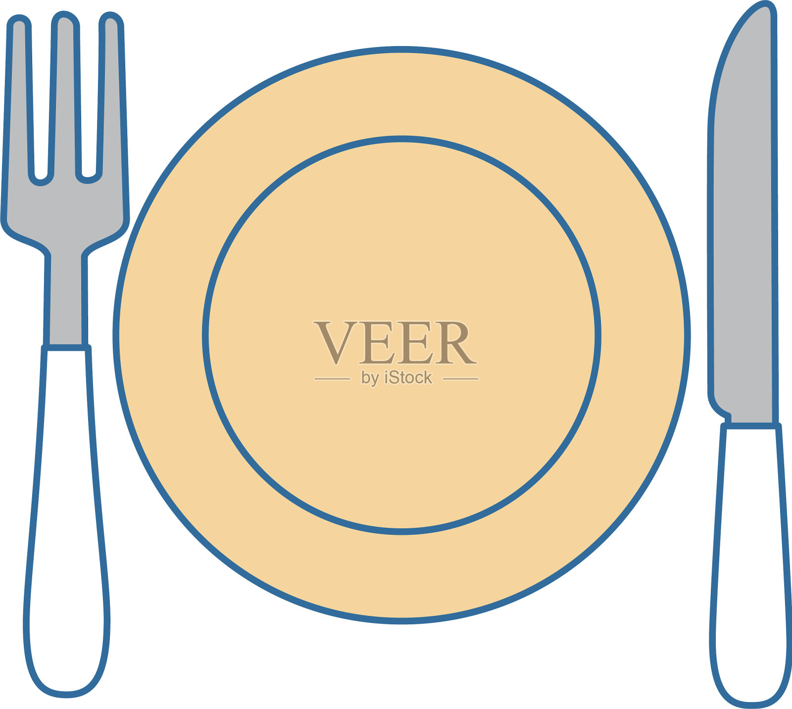 盘子用刀叉插画图片素材