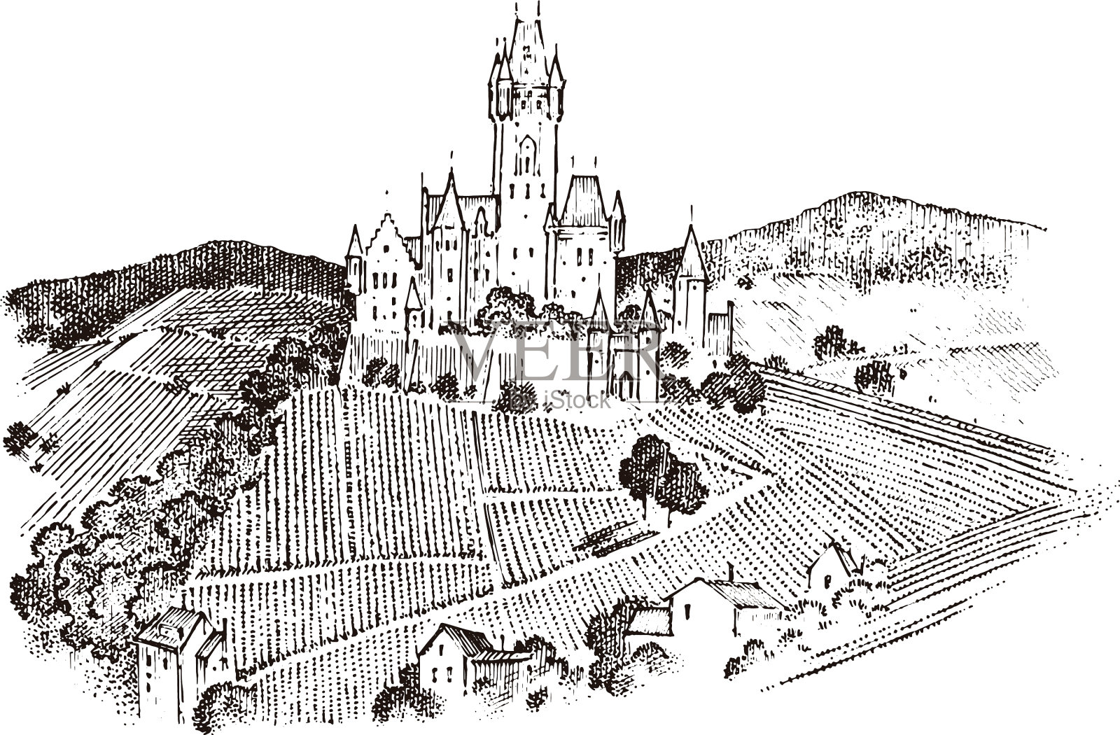 古堡山为古山水之标设计元素图片