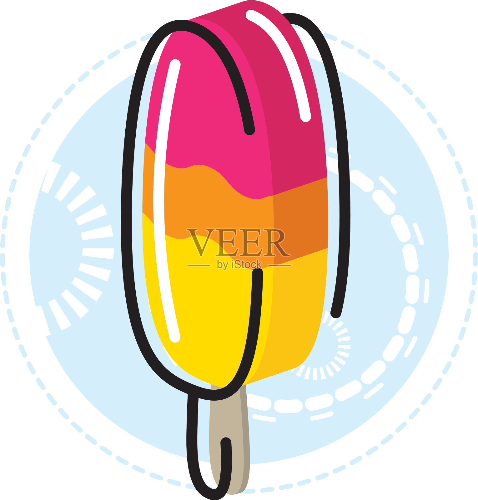 冰淇淋有三种颜色，粉红、橙色和黄色设计元素图片