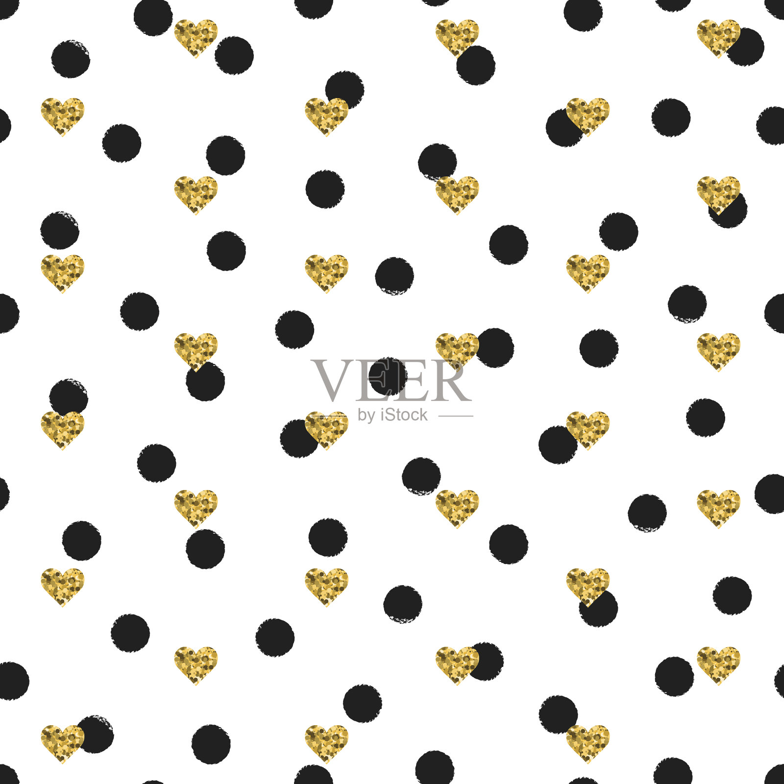 无缝隙手绘墨圆点花纹用插画图片素材