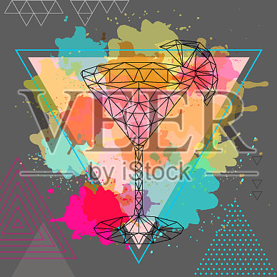 潮人多边形鸡尾酒大都会插画图片素材