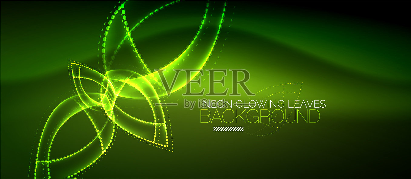 霓虹叶背景绿色能源理念插画图片素材