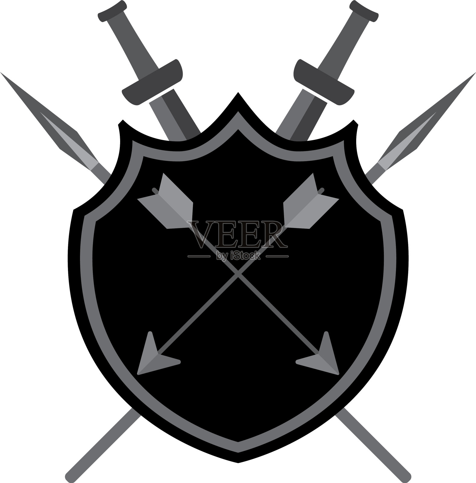 盾和箭头插画图片素材