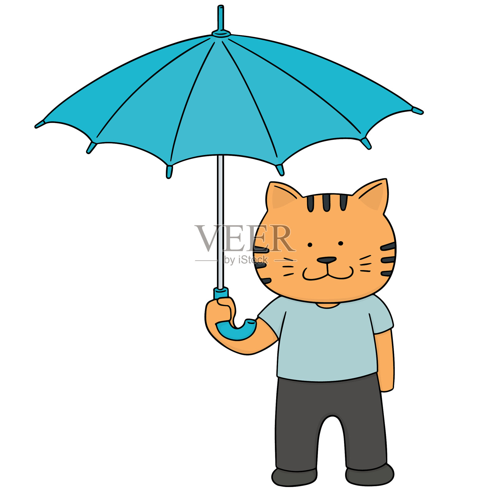 一套猫撑伞设计元素图片