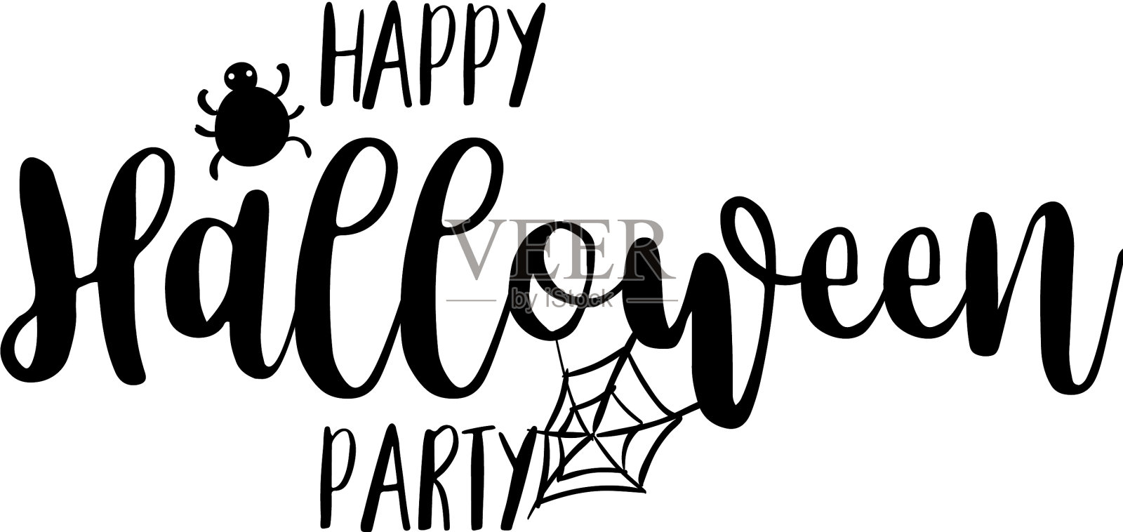 万圣节派对标题标志模板蜘蛛快乐插画图片素材