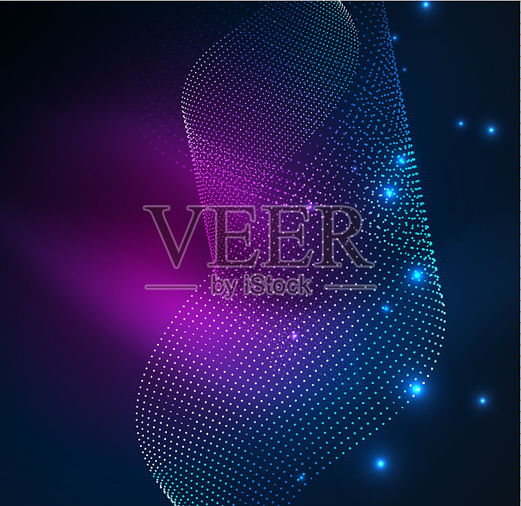 三维发光粒子的照明波插画图片素材