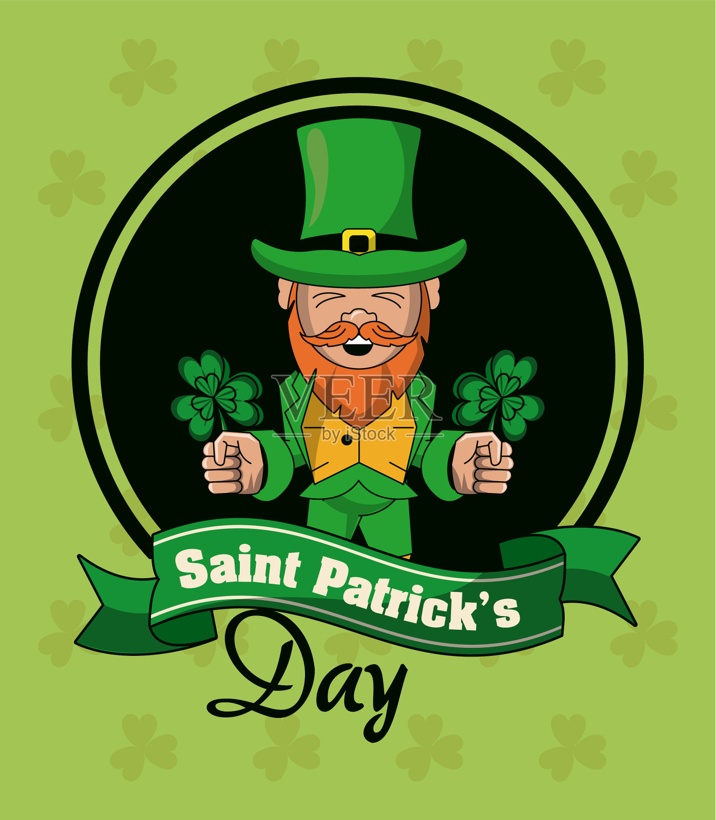 圣帕特里克节卡通卡片插画图片素材
