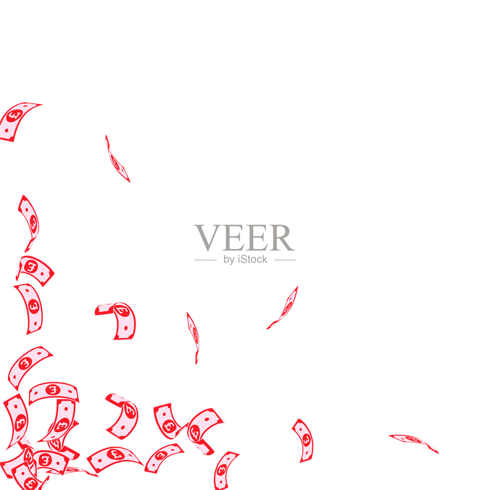 英镑纸币下跌，英镑纸币数量稀少插画图片素材