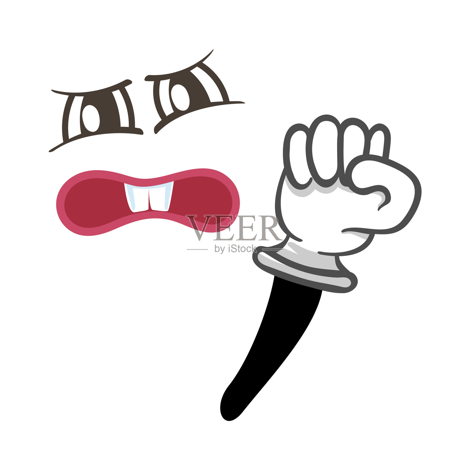 愤怒的笑脸和拳头手势插画图片素材