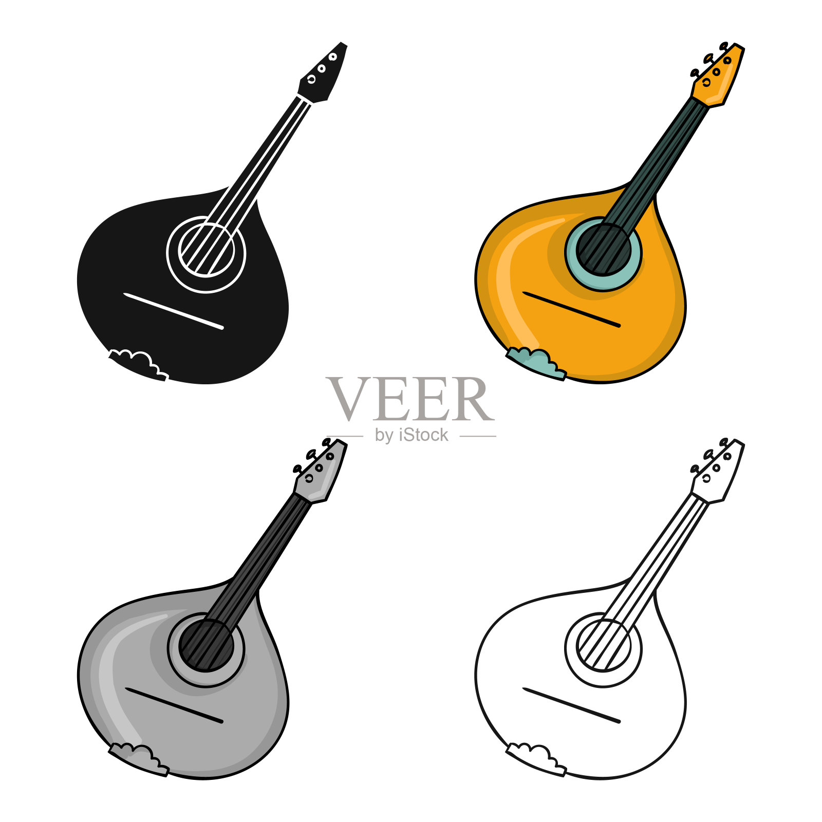 意大利曼陀林图标在卡通风格孤立上插画图片素材