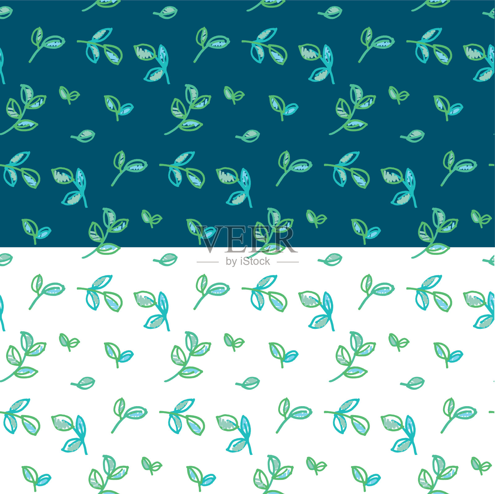 清新的春天色彩装饰抽象的叶子插画图片素材