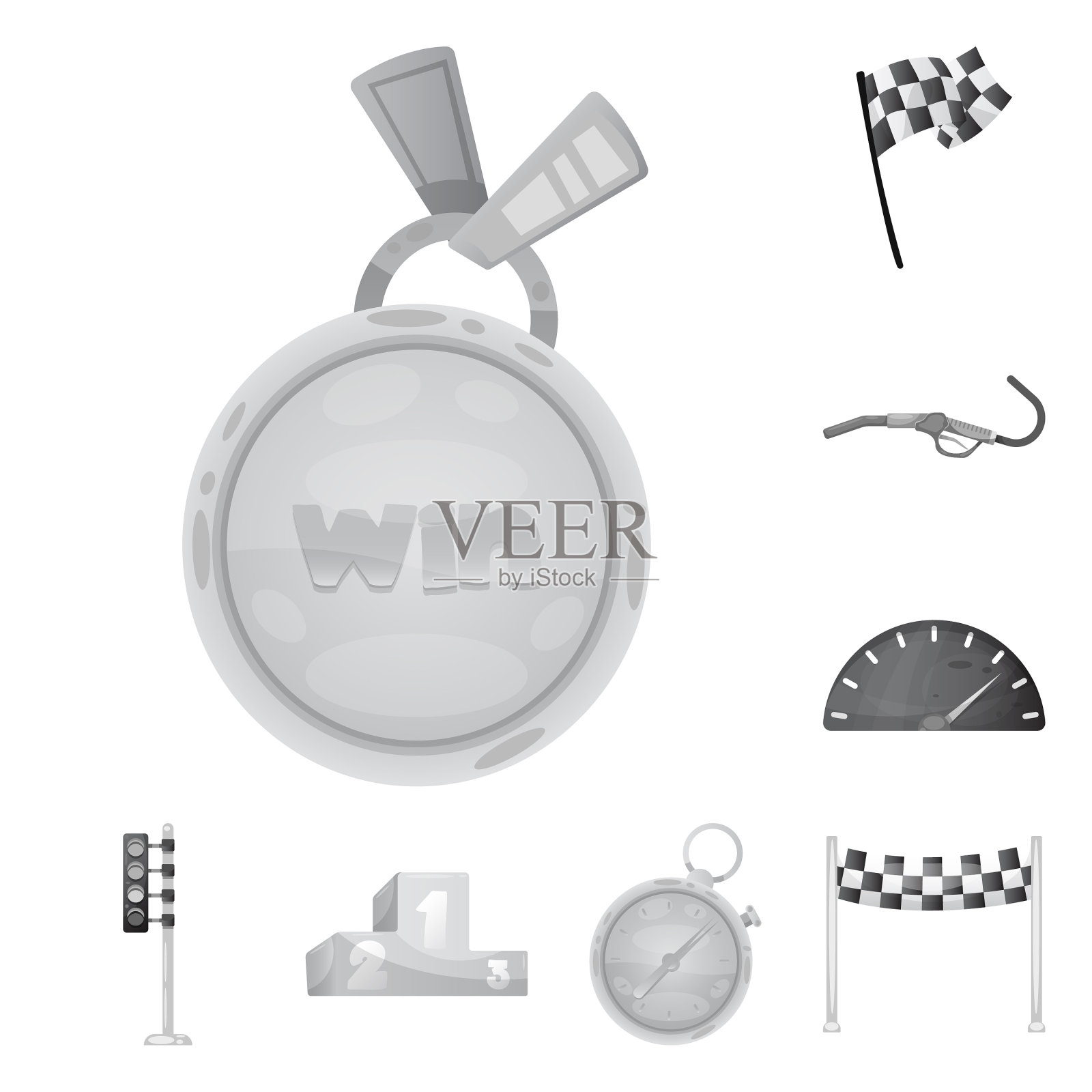 汽车和拉力赛标志收集的孤立对象插画图片素材