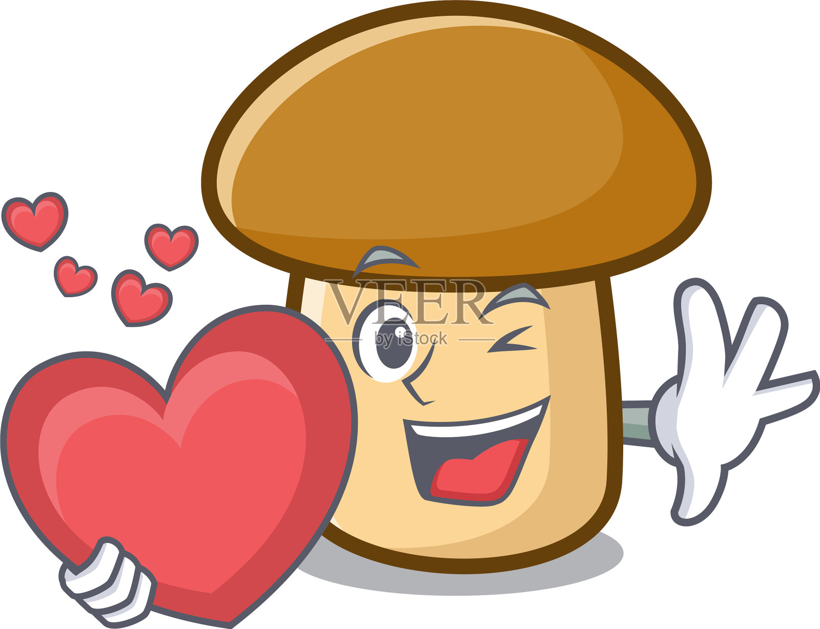 以心形牛肝菌为卡通吉祥物设计元素图片