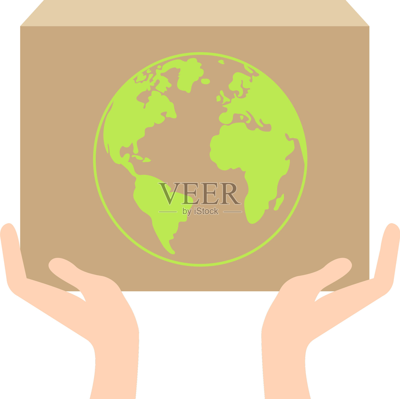 一只手给盒子给另一只等距的插画图片素材