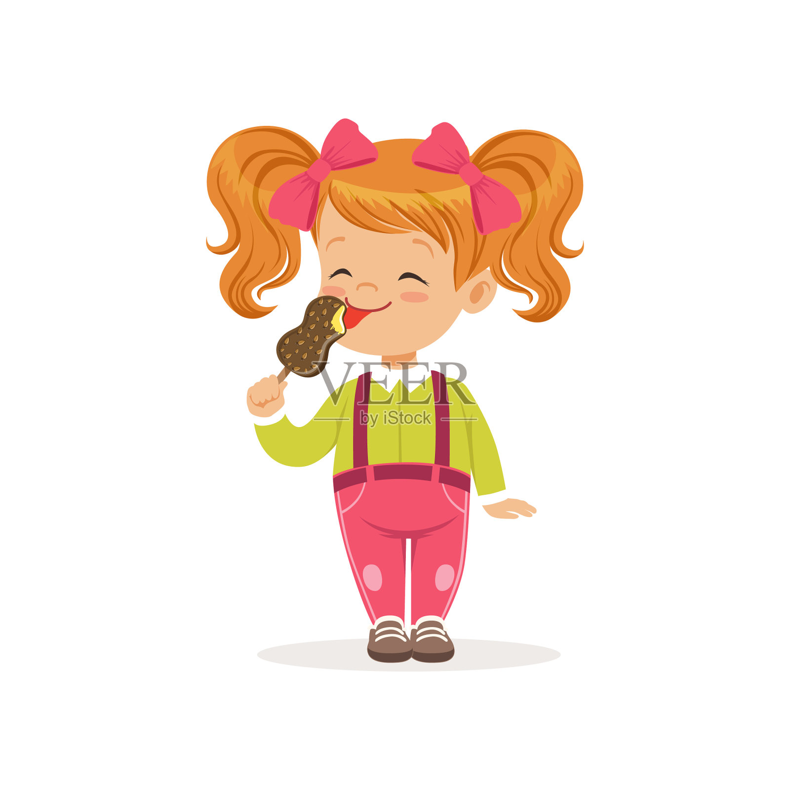 快乐的小孩舔着美味的巧克力设计元素图片