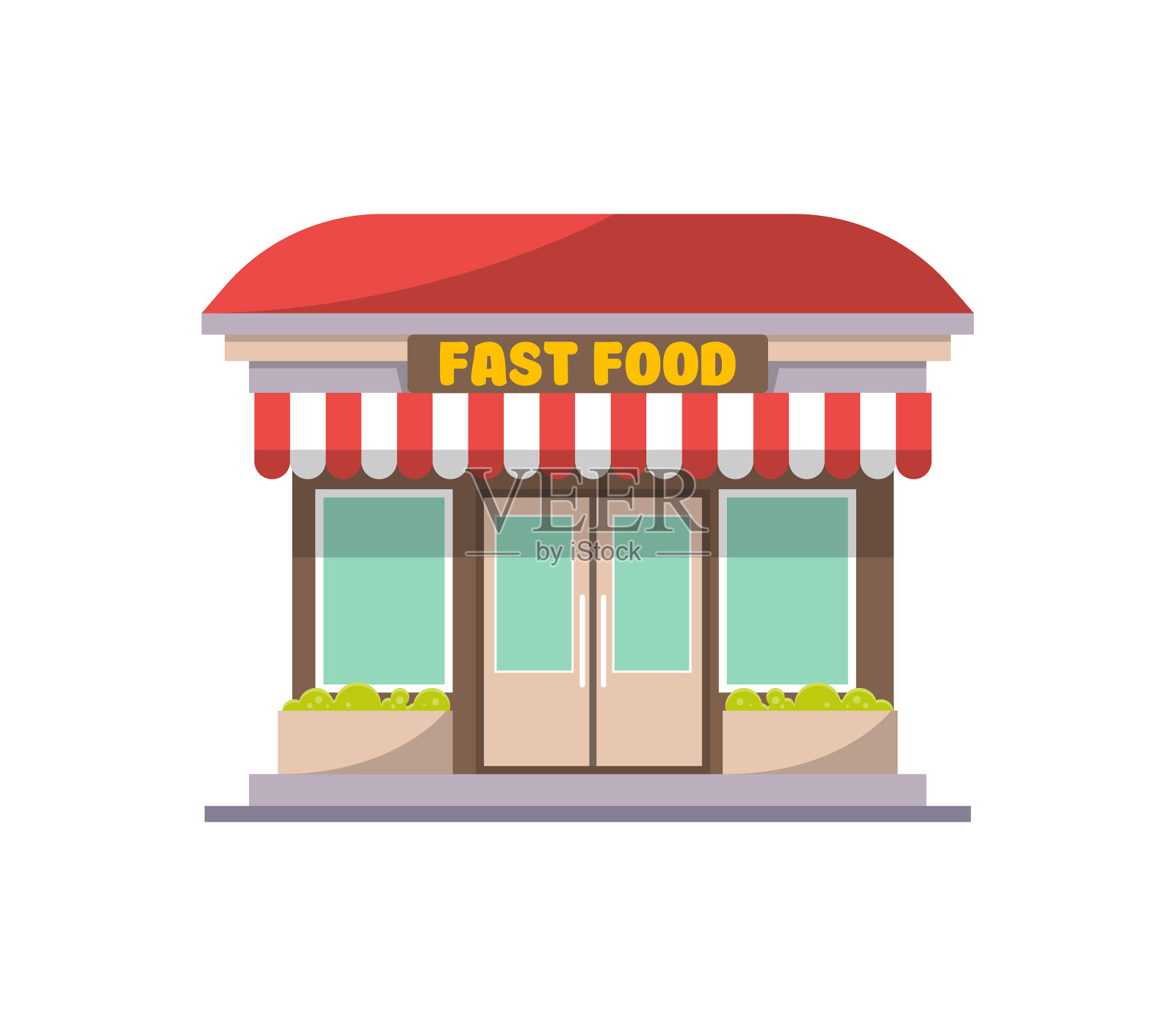 快餐店大楼外立面的图标插画图片素材
