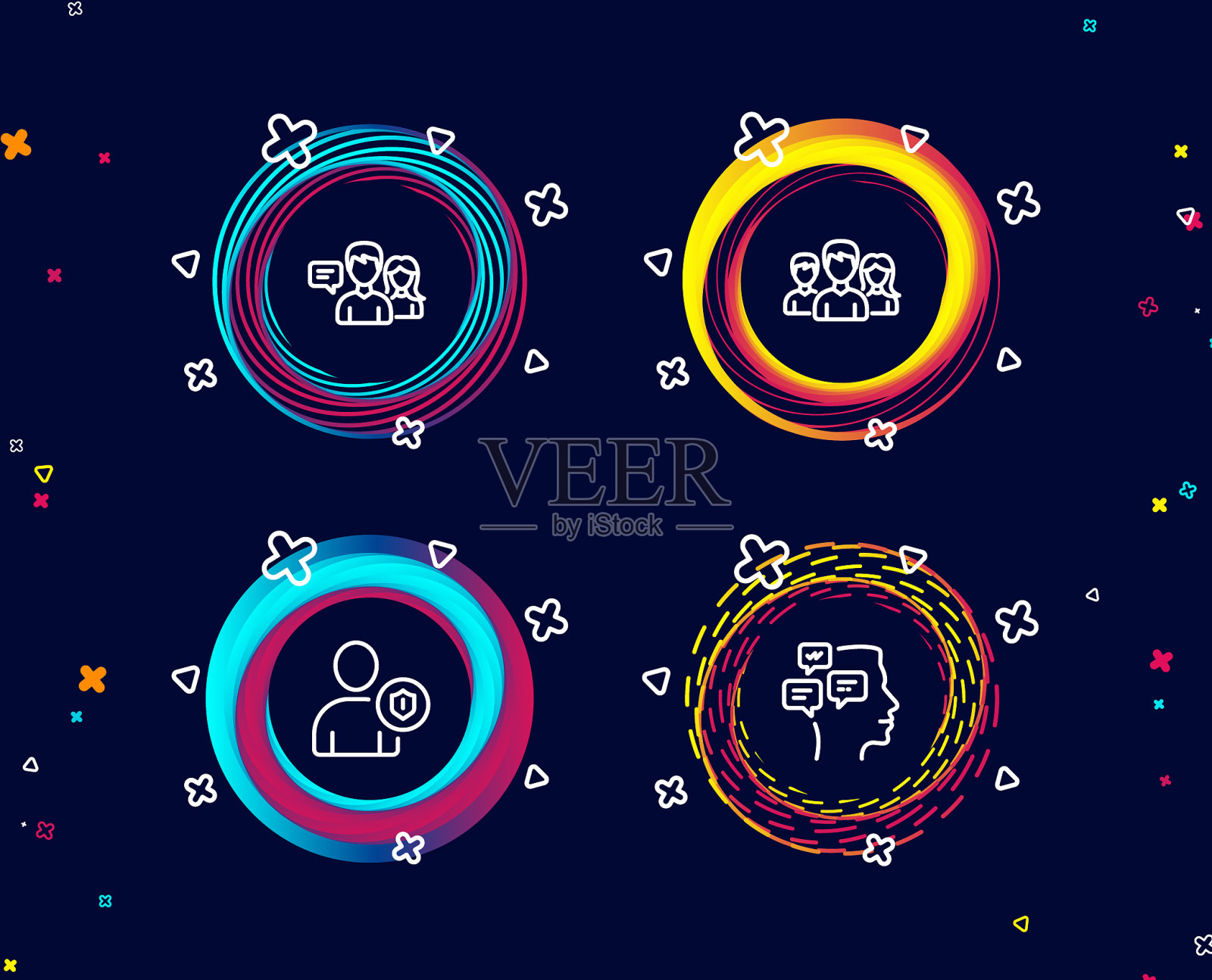 团队安全和人们谈论图标插画图片素材