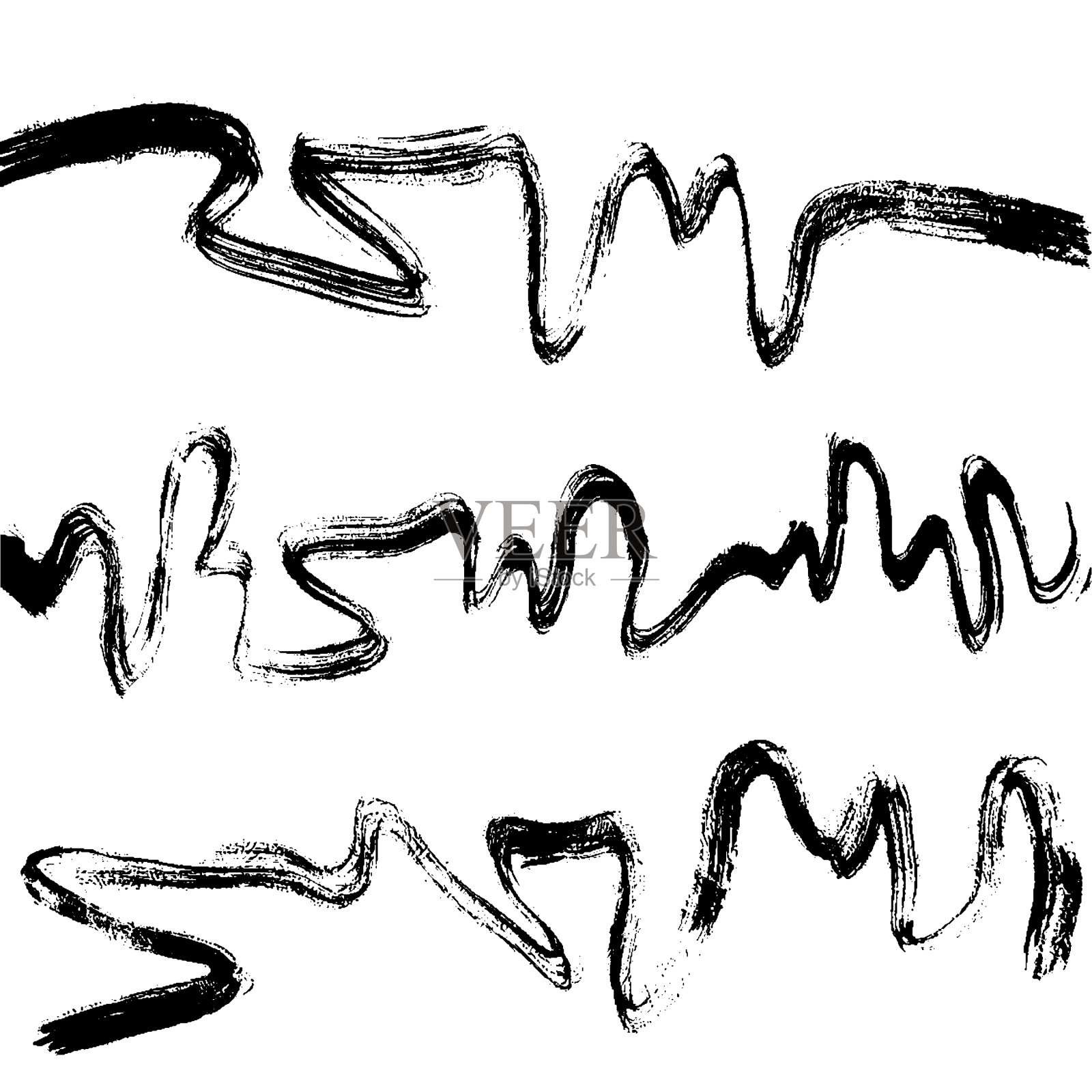 垃圾墨笔触写意波浪黑设计元素图片