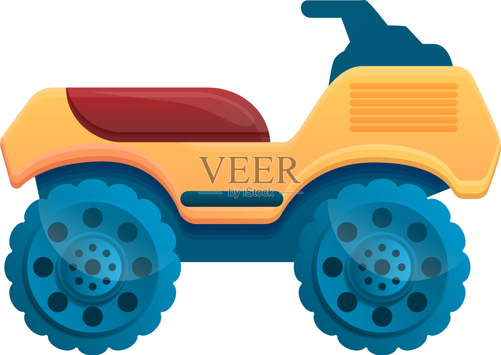 沙漠四轮自行车图标卡通风格设计元素图片