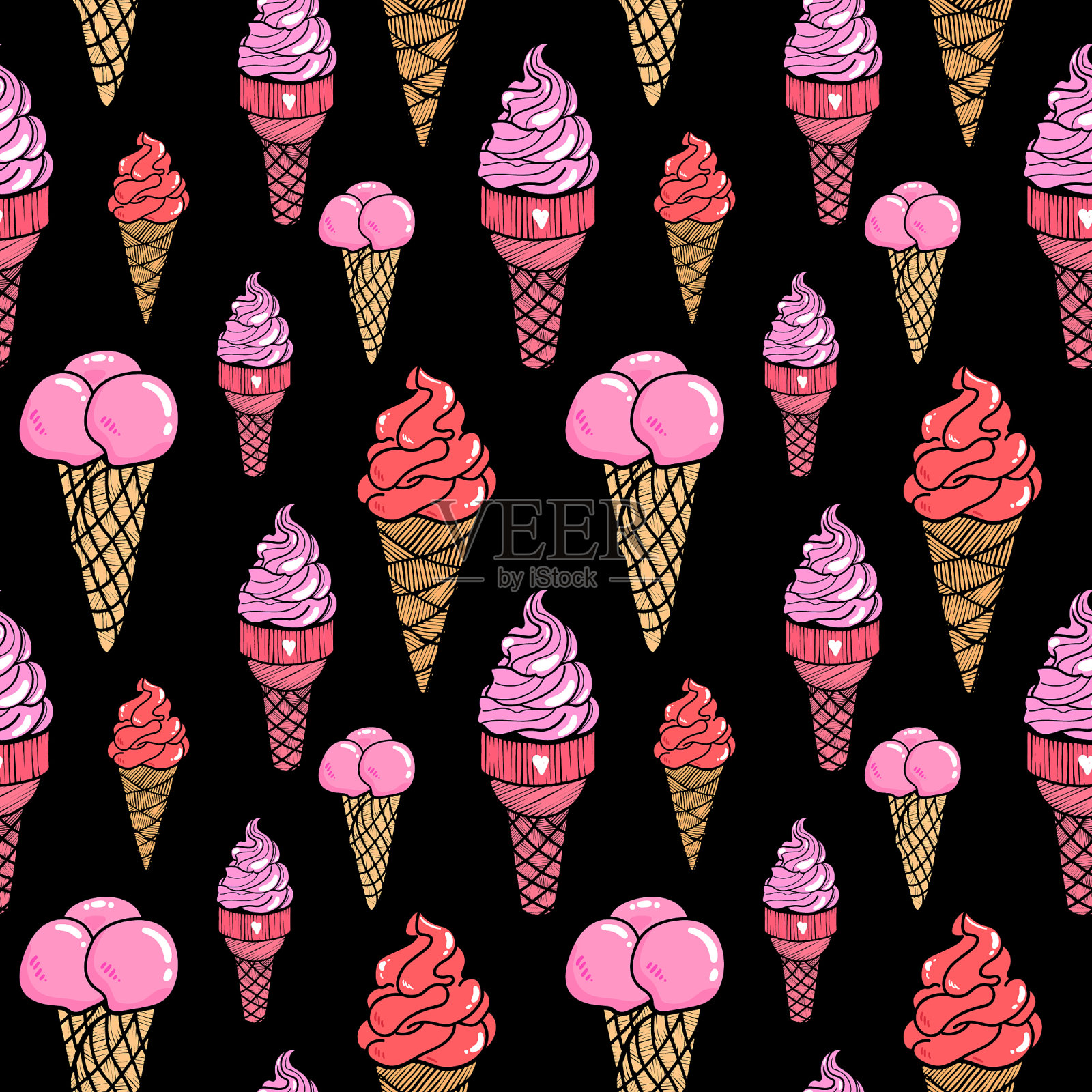 冰淇淋无缝模式4插画图片素材