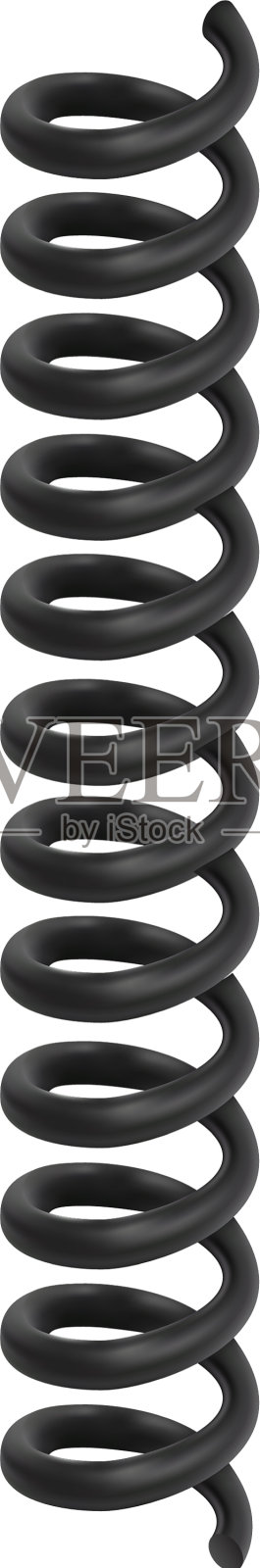 黑色螺旋电缆模型逼真的风格设计元素图片